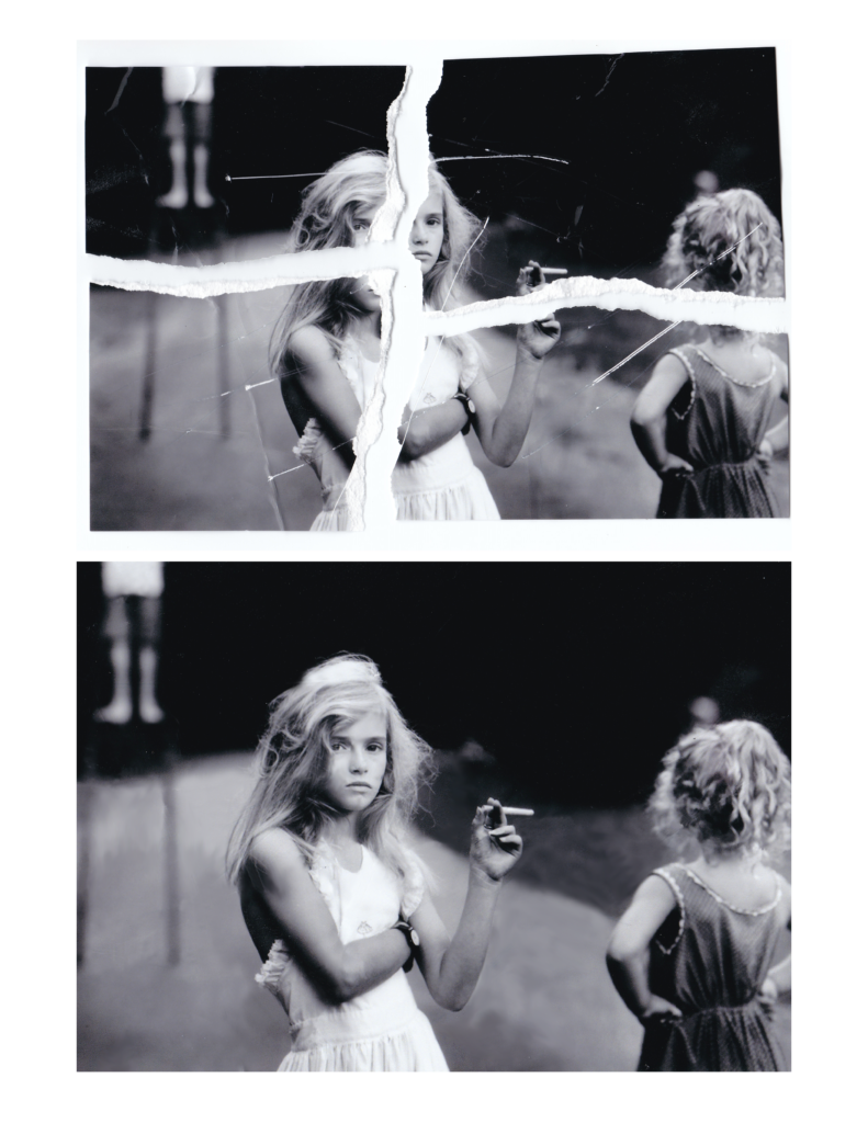 Candy Cigarette, Sally Mann, 1989.  Restoration before and after.